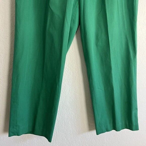 H.W Straight Leg Womens Green Vintage 70s Pleated Trouser Pants Size 14 - Picture 9 of 10